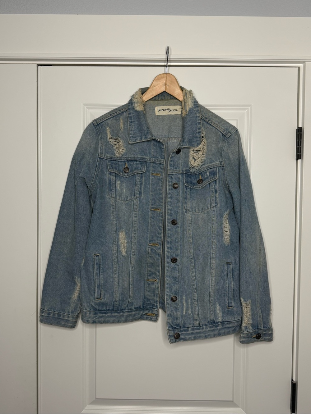 Young Hearts Run Free - Distressed Light Blue Denim Jacket - Women's